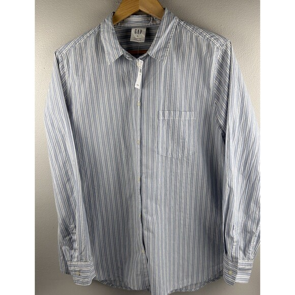 GAP Other - Gap Mens XL Blue Gray Thin Stripe Button Down Long Sleeve Cotton Classic Fit NWT